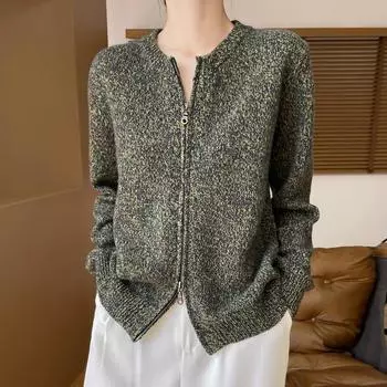 Женский кашемировый кардиган Qinghe кашемир 30% кашемир 70% шерсть осенне-зимний кашемировый кардиган мягкий и теплый