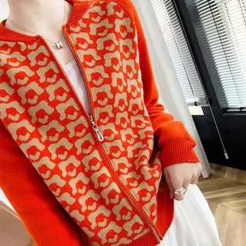 Женский кашемировый кардиган Qinghe кашемир 30% кашемир 70% шерсть осенне-зимний кашемировый кардиган утолщенный мягкий теплый L коричневый