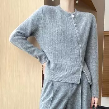 Женский кашемировый кардиган Qinghe кашемир 30% кашемир 70% шерсть осенне-зимний кашемировый кардиган мягкий и теплый M белый