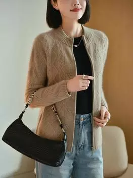 Женский кашемировый кардиган Qinghe кашемир 30% кашемир 70% шерсть осенне-зимний кашемировый кардиган мягкий и теплый M белый