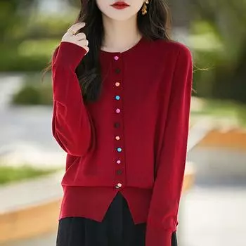 Женский кашемировый кардиган Qinghe кашемир 50% шерсть 50% шелк Женский осенне-зимний кашемировый кардиган мягкий и теплый M белый