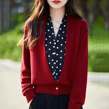 Женский кашемировый кардиган Qinghe кашемир 50% шерсть 50% шелк Женский осенне-зимний кашемировый кардиган мягкий и теплый M розовый