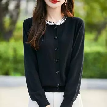 Женский кашемировый кардиган Qinghe кашемир 50% шерсть 50% шелк Женский осенне-зимний кашемировый кардиган мягкий и теплый M красный