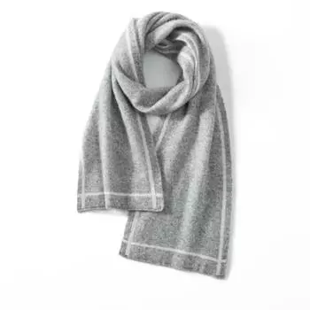 Женский кашемировый шарф, Qinghe кашемир, 100% кашемир, осенне-зимний шарф, теплый, модный, серый