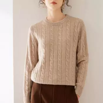 Женский кашемировый свитер Qinghe cashmere 100% кашемир женский осенне-зимний кашемировый пуловер мягкий и теплый M коричневый