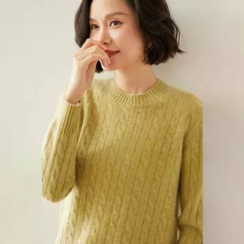 Женский кашемировый свитер Qinghe cashmere 100% кашемир осенне-зимний кашемировый утолщенный пуловер мягкий и теплый M белый