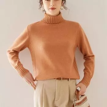 Женский кашемировый свитер Qinghe cashmere 100% кашемир женский осенне-зимний кашемировый пуловер мягкий и теплый M мясо коричневый