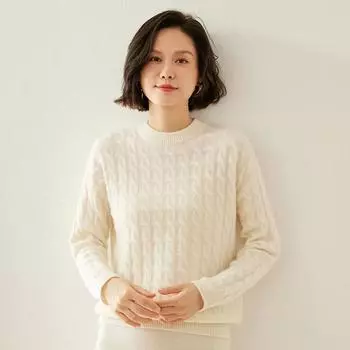 Женский кашемировый свитер Qinghe cashmere 100% кашемир осенне-зимний кашемировый утолщенный пуловер мягкий и теплый M белый