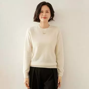 Женский кашемировый свитер Qinghe cashmere 100% кашемир осенне-зимний кашемировый пуловер мягкий и теплый L белый