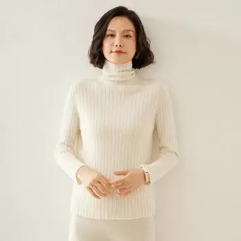 Женский кашемировый свитер Qinghe cashmere 100% кашемир осенне-зимний кашемировый утолщенный пуловер мягкий и теплый M белый