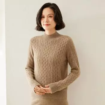 Женский кашемировый свитер Qinghe cashmere 100% кашемир осенне-зимний кашемировый утолщенный пуловер мягкий и теплый M бежевый