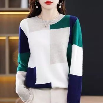 Женский кашемировый свитер Qinghe cashmere 30% кашемир 70% шерсть Женский осенне-зимний кашемировый свитер мягкий и теплый L зелёный