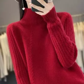Женский кашемировый свитер Qinghe cashmere 30% кашемир 70% шерсть Женский осенне-зимний кашемировый свитер мягкий и теплый M бежевый