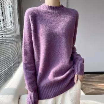 Женский кашемировый свитер Qinghe cashmere 30% кашемир 70% шерсть Женский осенне-зимний кашемировый свитер мягкий и теплый L бежевый