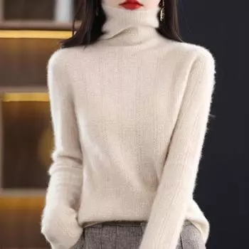 Женский кашемировый свитер Qinghe cashmere 30% кашемир 70% шерсть Женский осенне-зимний кашемировый свитер мягкий и теплый L белый