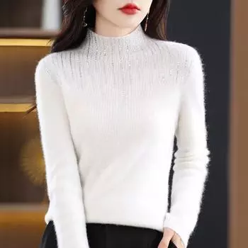 Женский кашемировый свитер Qinghe cashmere 30% кашемир 70% шерсть Женский осенне-зимний кашемировый свитер мягкий и теплый L оранжевый