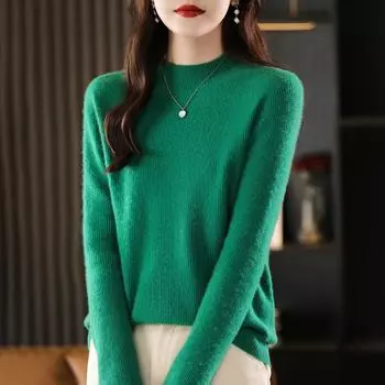 Женский кашемировый свитер Qinghe cashmere 30% кашемир 70% шерсть Женский осенне-зимний кашемировый свитер мягкий и теплый L белый