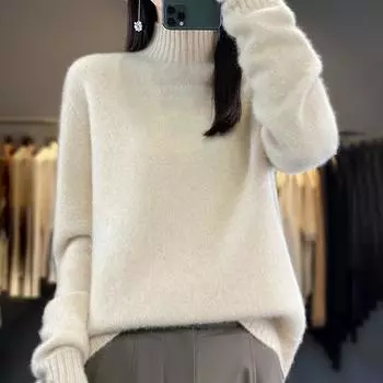 Женский кашемировый свитер Qinghe cashmere 30% кашемир 70% шерсть Женский осенне-зимний кашемировый свитер мягкий и теплый M белый