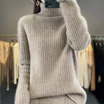 Женский кашемировый свитер Qinghe cashmere 30% кашемир 70% шерсть Женский осенне-зимний кашемировый свитер мягкий и теплый M белый