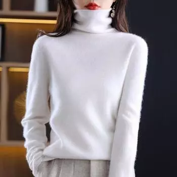 Женский кашемировый свитер Qinghe cashmere 30% кашемир 70% шерсть Женский осенне-зимний кашемировый свитер мягкий и теплый L бежевый