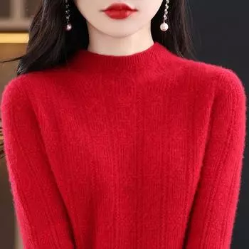 Женский кашемировый свитер Qinghe cashmere 30% кашемир 70% шерсть Женский осенне-зимний кашемировый свитер мягкий и теплый L бежевый