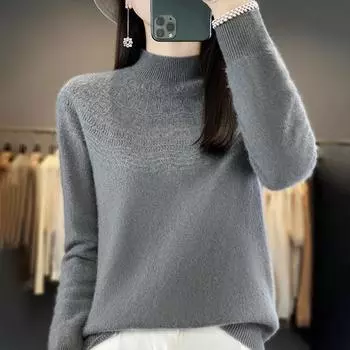Женский кашемировый свитер Qinghe cashmere 30% кашемир 70% шерсть Женский осенне-зимний кашемировый свитер мягкий и теплый L белый