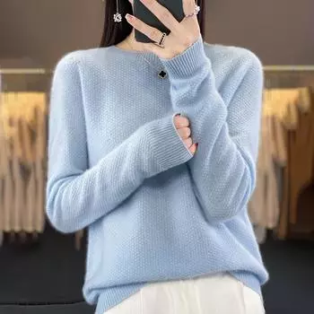 Женский кашемировый свитер Qinghe cashmere 30% кашемир 70% шерсть Женский осенне-зимний кашемировый свитер мягкий и теплый L белый