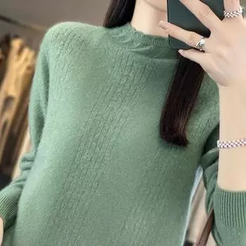 Женский кашемировый свитер Qinghe cashmere 30% кашемир 70% шерсть Женский осенне-зимний кашемировый свитер мягкий и теплый L белый