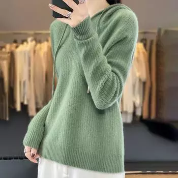 Женский кашемировый свитер Qinghe cashmere 30% кашемир 70% шерсть Женский осенне-зимний кашемировый свитер мягкий и теплый L белый