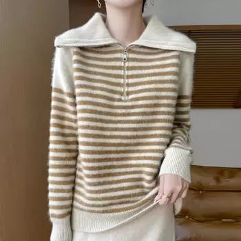 Женский кашемировый свитер Qinghe cashmere 30% кашемир 70% шерсть Женский осенне-зимний кашемировый свитер мягкий и теплый M чёрный