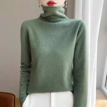 Женский кашемировый свитер Qinghe Cashmere 30% Кашемир 70% Шерсть Осенне-зимний кашемировый пуловер Мягкий и теплый L бежевый