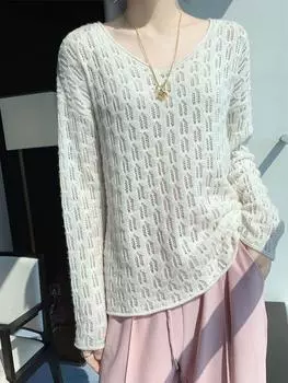 Женский кашемировый свитер Qinghe cashmere 30% кашемир 70% шерсть Осенне-зимний кашемировый свитер мягкий и теплый M бежевый