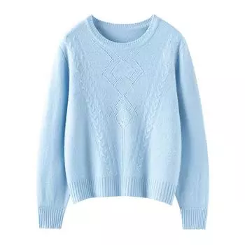 Женский кашемировый свитер Qinghe cashmere 30% кашемир 70% шерсть Осенне-зимний кашемировый свитер мягкий и теплый M бежевый