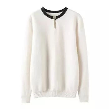 Женский кашемировый свитер Qinghe cashmere 30% кашемир 70% шерсть Осенне-зимний кашемировый свитер мягкий и теплый M белый