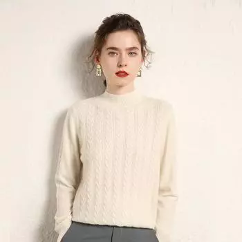 Женский кашемировый свитер Qinghe кашемир 100% кашемир, женский осенне-зимний кашемировый свитер, мягкий и теплый L белый