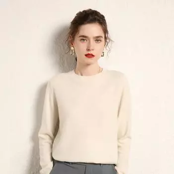Женский кашемировый свитер Qinghe кашемир 100% кашемир, женский осенне-зимний кашемировый свитер, мягкий и теплый L белый