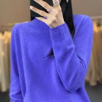 Женский кашемировый свитер Qinghe кашемир 30% кашемир 70% шерсть осенне-зимний пуловер теплый и модный XL