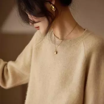 Женский кашемировый свитер Qinghe кашемир 30% кашемир 70% шерсть осенне-зимний пуловер теплый и модный XL