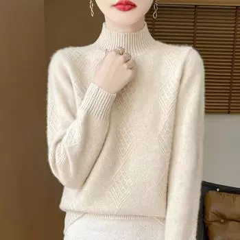 Женский кашемировый свитер Qinghe кашемир 30% кашемир 70% шерсть осенне-зимний пуловер теплый и модный XXL