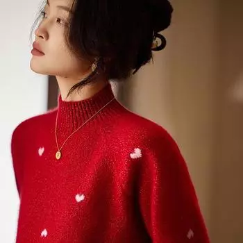 Женский кашемировый свитер Qinghe кашемир 30% кашемир 70% шерсть осенне-зимний пуловер теплый и модный L