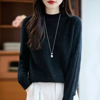 Женский кашемировый свитер Qinghe кашемир 30% кашемир 70% шерсть осенне-зимний пуловер теплый и модный L