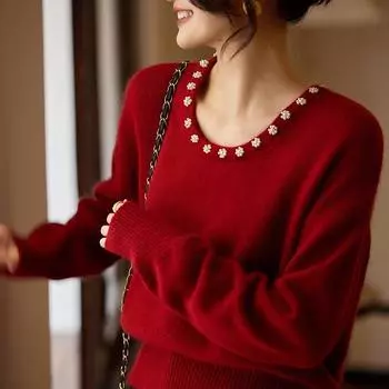 Женский кашемировый свитер Qinghe кашемир 30% кашемир 70% шерсть осенне-зимний пуловер теплый и модный M