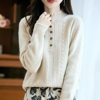 Женский кашемировый свитер Qinghe кашемир 30% кашемир 70% шерсть осенне-зимний пуловер теплый и модный XL