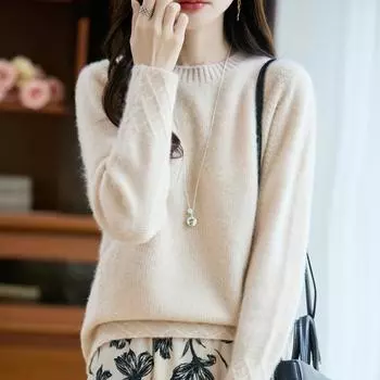 Женский кашемировый свитер Qinghe кашемир 30% кашемир 70% шерсть осенне-зимний пуловер теплый и модный L