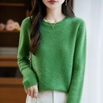 Женский кашемировый свитер Qinghe кашемир 30% кашемир 70% шерсть осенне-зимний пуловер теплый и модный M