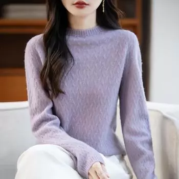 Женский кашемировый свитер Qinghe кашемир 30% кашемир 70% шерсть осенне-зимний пуловер теплый и модный XL