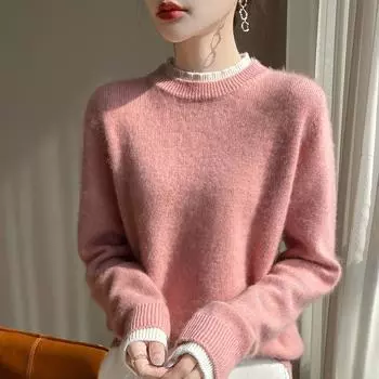 Женский кашемировый свитер Qinghe кашемир 30% кашемир 70% шерсть осенне-зимний пуловер теплый и модный XL