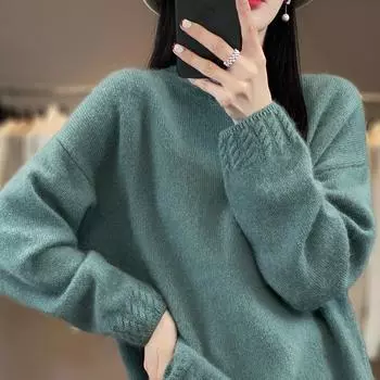 Женский кашемировый свитер Qinghe кашемир 30% кашемир 70% шерсть осенне-зимний пуловер теплый и модный L