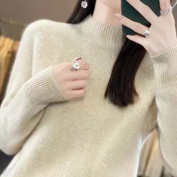 Женский кашемировый свитер Qinghe кашемир 30% кашемир 70% шерсть осенне-зимний пуловер теплый и модный XL