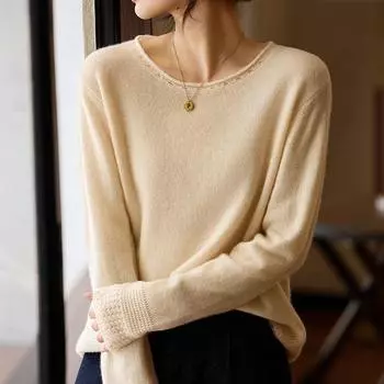 Женский кашемировый свитер Qinghe кашемир 30% кашемир 70% шерсть осенне-зимний пуловер теплый и модный XL